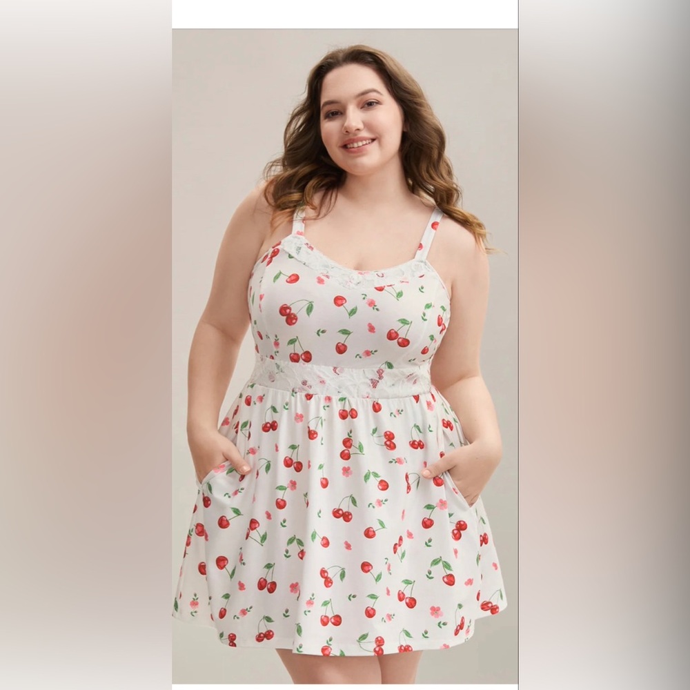 NEW Cherry Print Lace Trim Cami Sleepwear size 2X 18/20 🍒🍒🍒🍒 196